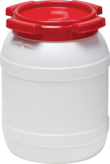 CurTec Weithalsfass 6,0 l PE weiß mit rotem Deckel – UN-X-zertifiziert, luft- und wasserdicht