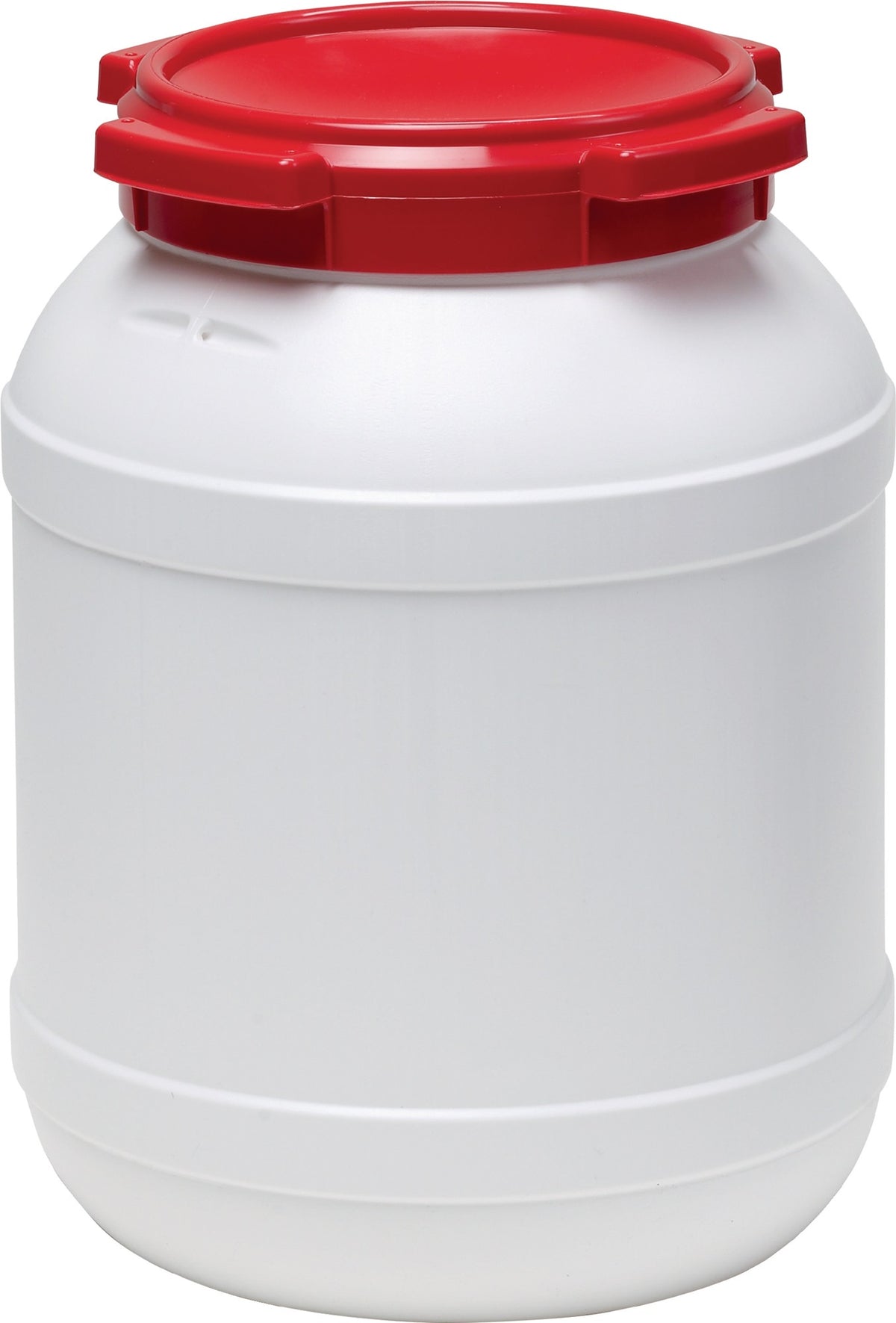 CurTec Weithalsfass 6,0 l PE weiß mit rotem Deckel – UN-X-zertifiziert, luft- und wasserdicht