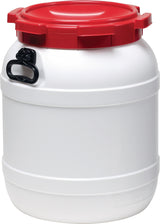 CurTec Weithalsfass 6,0 l PE weiß mit rotem Deckel – UN-X-zertifiziert, luft- und wasserdicht