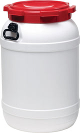 CurTec Weithalsfass 6,0 l PE weiß mit rotem Deckel – UN-X-zertifiziert, luft- und wasserdicht