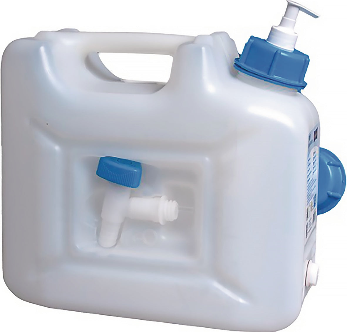 HÜNERSDORFF Wasserkanister 12l HDPE mit Ablasshahn und Pumpspender – lebensmittelbeständig