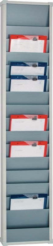 EICHNER Werkstattplaner grau 1-reihig – 1757 x 315 x 76 mm, 15 Schienen für DIN A4