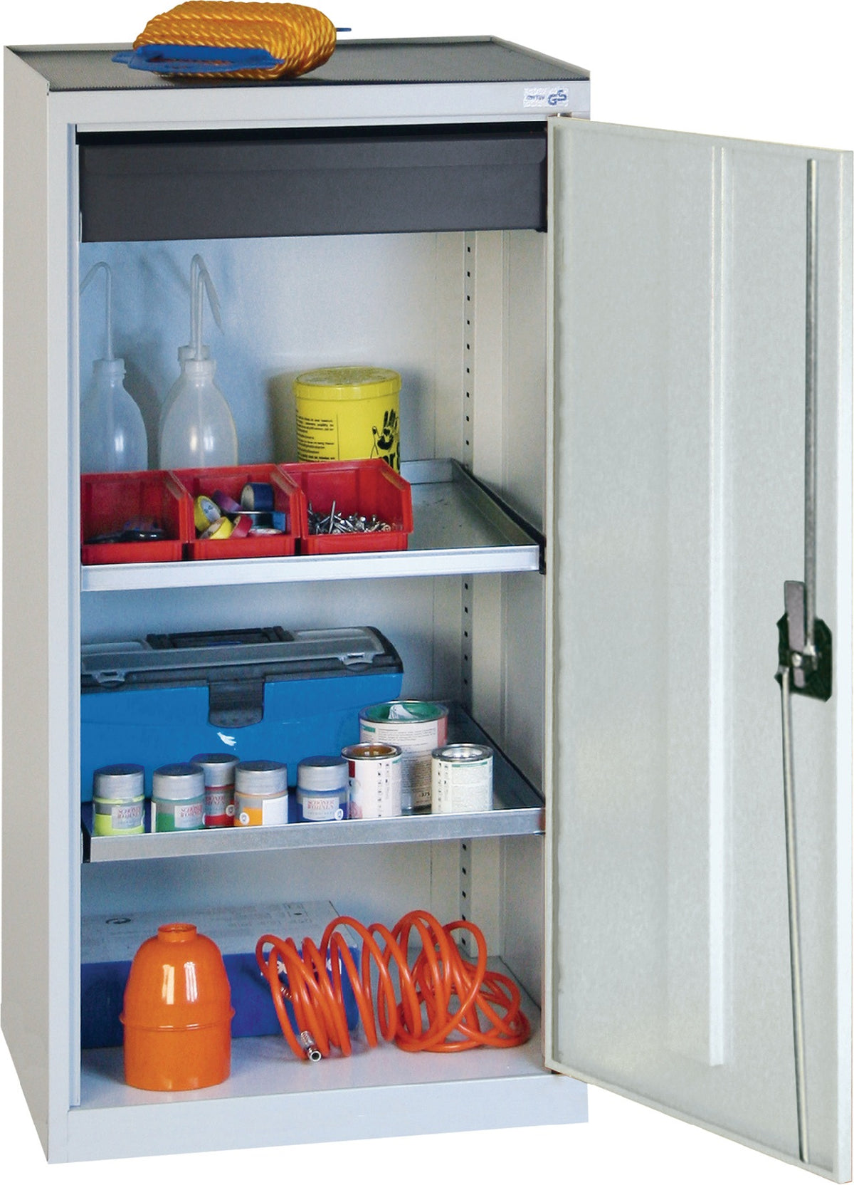 STUMPF Werkzeug-/Beistellschrank 1000x500x500 mm – 1 Schublade, 2 Böden, lichtgrau/anthrazitgrau