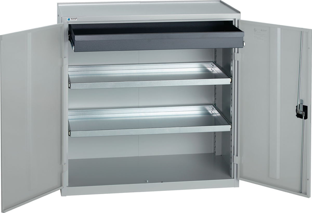 STUMPF Werkzeug-/Beistellschrank 1000x1000x500 mm mit 2 Schubladen und 2 Böden, lichtgrau/anthrazitgrau