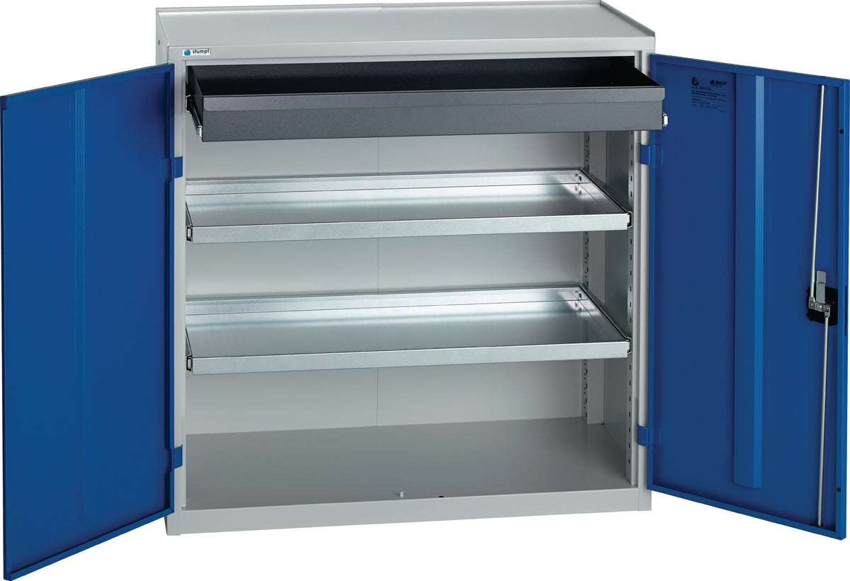 STUMPF Werkzeug-/Beistellschrank 1000x1000x500 mm mit 2 Schubladen und 2 Böden, lichtgrau/anthrazitgrau