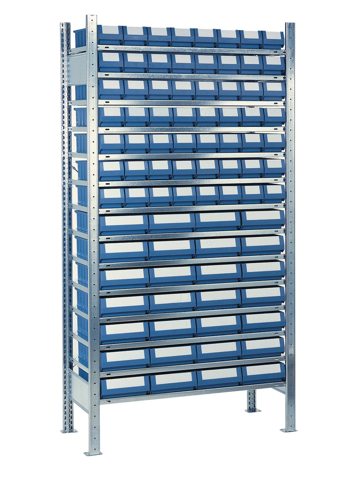 NORDWEST Steckregal 2000x1000x300 mm Grundregal mit 14 Stahlböden und Regalkästen