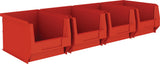 MAUSER Sichtlagerkastenset 140x602x250 mm verzinkte Wandschiene mit 4x MK4 rot
