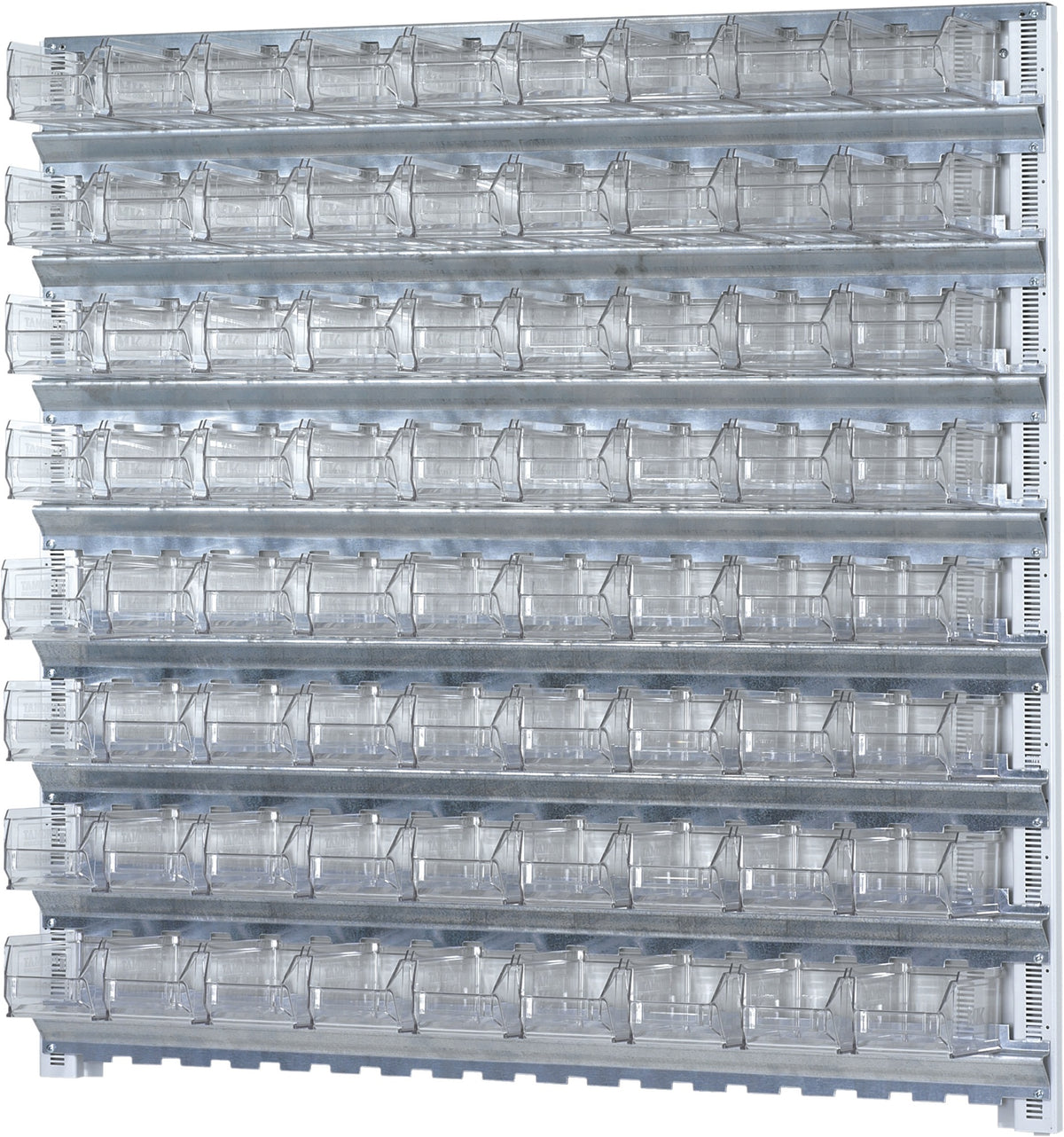 PROMAT Wandsystem 1000x1010 mm Stahl verzinkt mit 72 Sichtlagerkästen MK5 transparent