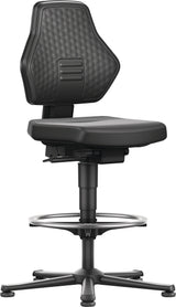Interstuhl BIMOS Arbeitsdrehstuhl Air Flow Bodengleiter + Fußring Kunstleder schwarz
