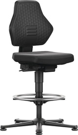 Interstuhl BIMOS Arbeitsdrehstuhl Air Flow Bodengleiter + Fußring Kunstleder schwarz