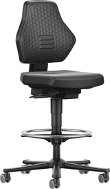 BIMOS Arbeitsdrehstuhl Air Flow Rollen + Fußring Kunstleder schwarz, 610-890 mm