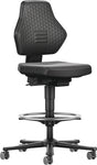 BIMOS Arbeitsdrehstuhl Air Flow Rollen + Fußring Kunstleder schwarz, 610-890 mm