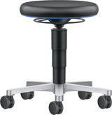 BIMOS Drehhocker Alu poliert Kunstleder schwarz Sitzhöhe 450-650 mm mit Rollen