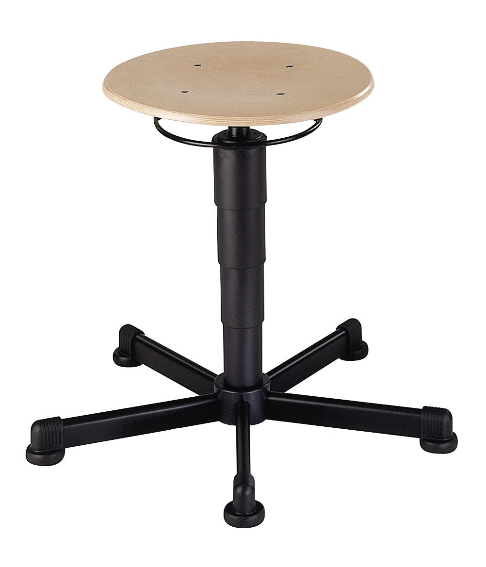 BIMOS Drehhocker Buche natur mit Bodengleitern und Sitzhöhenverstellung 460-630 mm