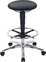 BIMOS Drehhocker Sitz-Stop-Rollen + Fußring Supertec-Gewebe grau, Sitzhöhe 510-780 mm