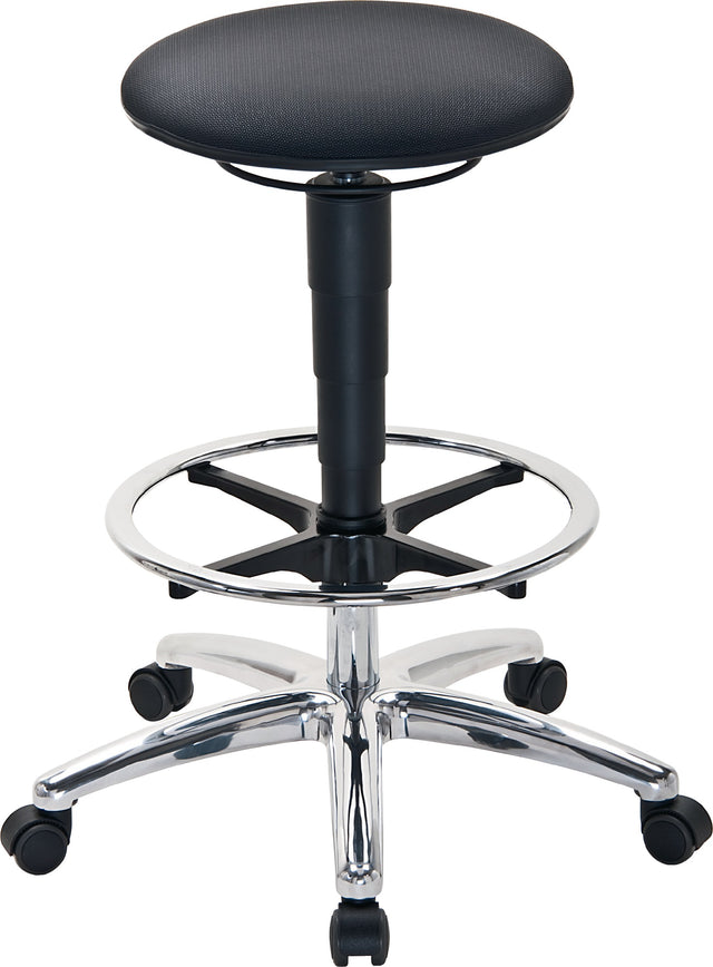 BIMOS Drehhocker Sitz-Stop-Rollen + Fußring Supertec-Gewebe grau, Sitzhöhe 510-780 mm