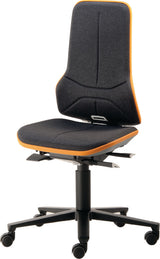 Arbeitsdrehstuhl Neon RL Permanentkontakt von BIMOS – orange, Sicherheits-Doppelrollen, 450-620 mm