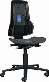 Arbeitsdrehstuhl Neon RL Permanentkontakt von BIMOS – orange, Sicherheits-Doppelrollen, 450-620 mm