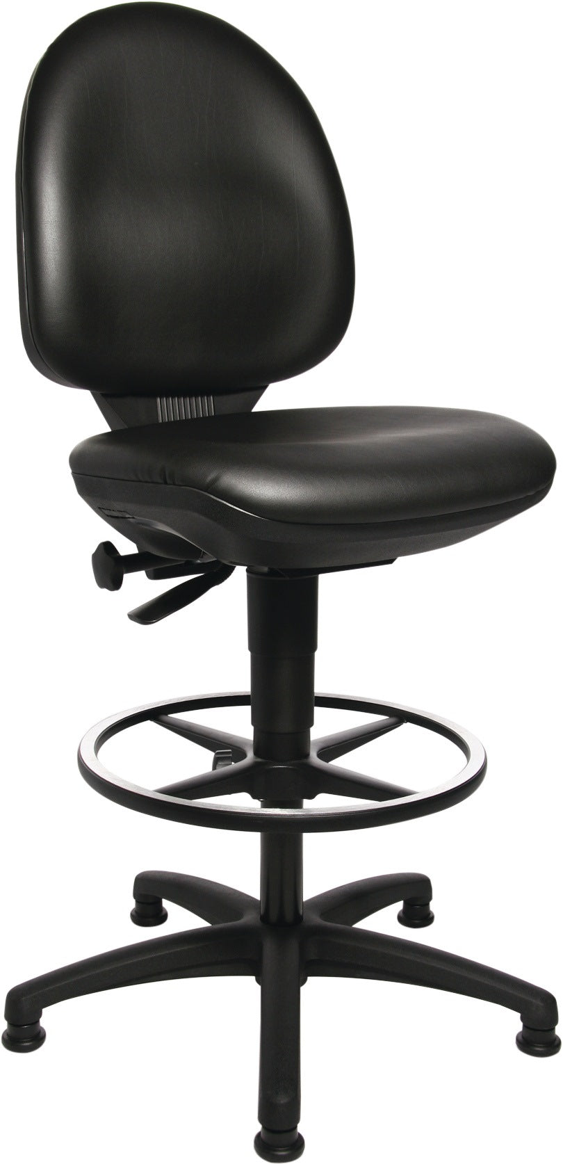 TOPSTAR Arbeitsdrehstuhl Tec 50 mit Bodengleitern und Fußring, Kunstleder schwarz