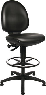 TOPSTAR Arbeitsdrehstuhl Tec 50 mit Bodengleitern und Fußring, Kunstleder schwarz