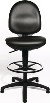 TOPSTAR Arbeitsdrehstuhl Tec 50 mit Bodengleitern und Fußring, Kunstleder schwarz