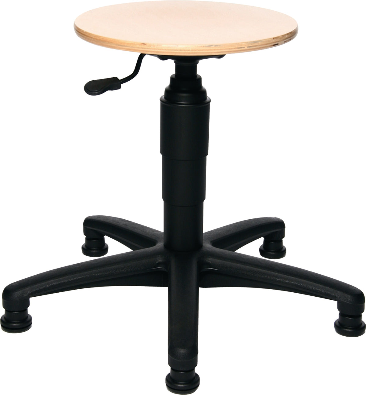 TOPSTAR Drehhocker Buche natur mit Bodengleitern, Sitzhöhe 390–520 mm