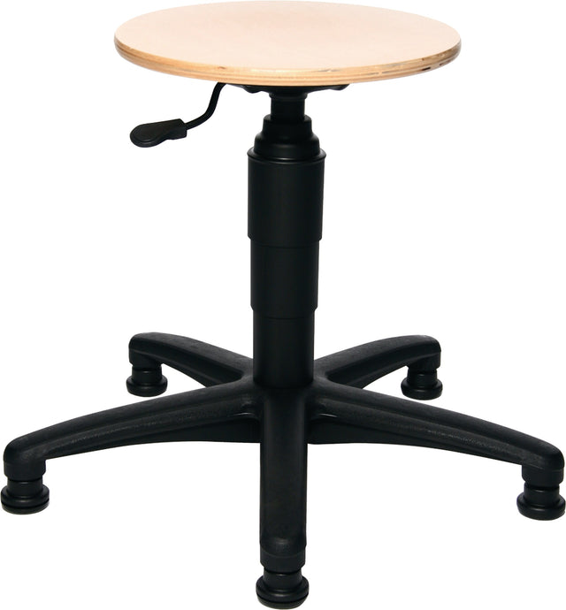 TOPSTAR Drehhocker Buche natur mit Bodengleitern, Sitzhöhe 390–520 mm