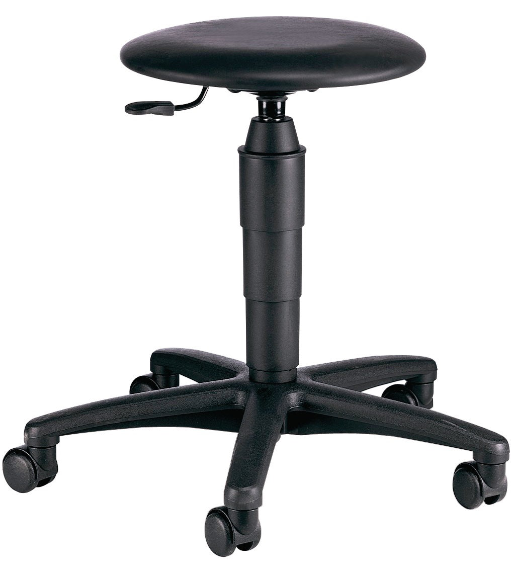 TOPSTAR Drehhocker mit Rollen & Kunstlederpolster Schwarz, Sitzhöhe 420-550 mm
