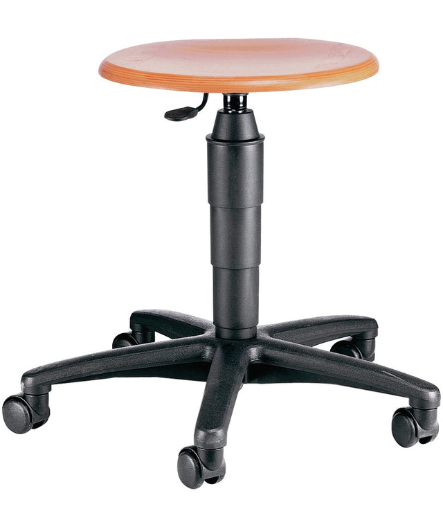 Drehhocker mit Rollen Buche natur von TOPSTAR – Sitzhöhe 420–550 mm verstellbar