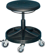 LOTZ Drehhocker mit Rollen und PU-Schaum Sitz, Sitzhöhe 400-530 mm, schwarz