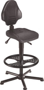MEY Arbeitsdrehstuhl W13 Bodengleiter + Fußring Polyurethanschaum schwarz, 250 kg