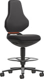 BIMOS Arbeitsdrehstuhl TEXON mit Sitz-Stopp-Rollen und Fußring, Supertec schwarz, 570-810 mm