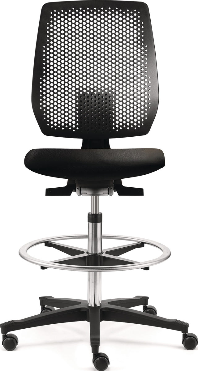 DAUPHIN Arbeitsdrehstuhl Tec spot Rollen/Fußring Kunstleder schwarz Sitzhöhe 410-570 mm
