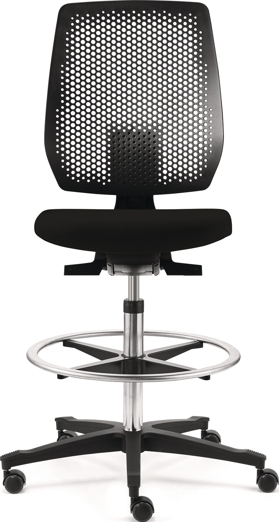 DAUPHIN Arbeitsdrehstuhl Tec spot Rollen/Fußring Kunstleder schwarz Sitzhöhe 410-570 mm