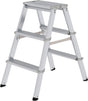 MUNK Stufenstehleiter 2x3 Stufen Aluminium – beidseitig begehbar, 150 kg