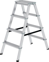 MUNK Stufenstehleiter 2x3 Stufen Aluminium – beidseitig begehbar, 150 kg