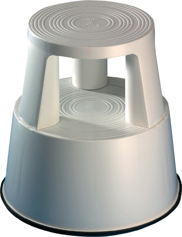 WEDO Rollhocker lichtgrau – fahrbarer Kunststoff-Hocker, 150 kg Belastung, Höhe 425/430 mm