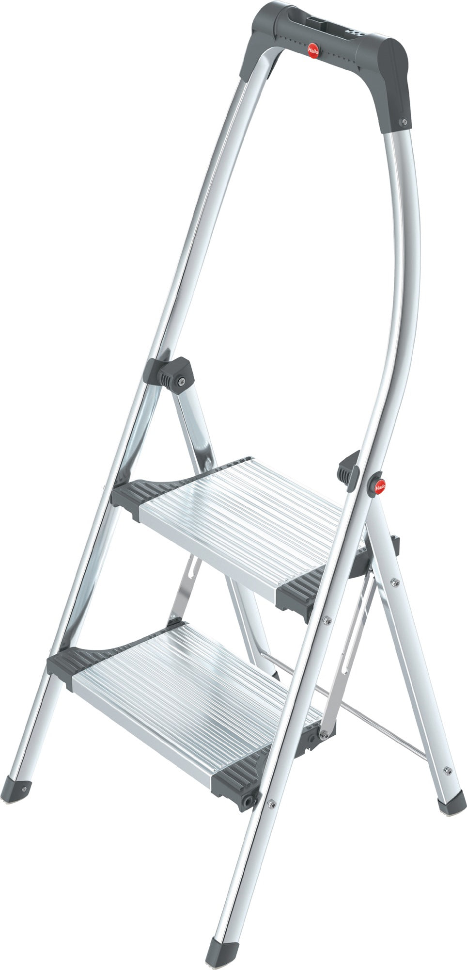 HAILO Klapptritt mit 2 Stufen und Plattform, Aluminium/Stahl, 150 kg, Sicherheitsbügel