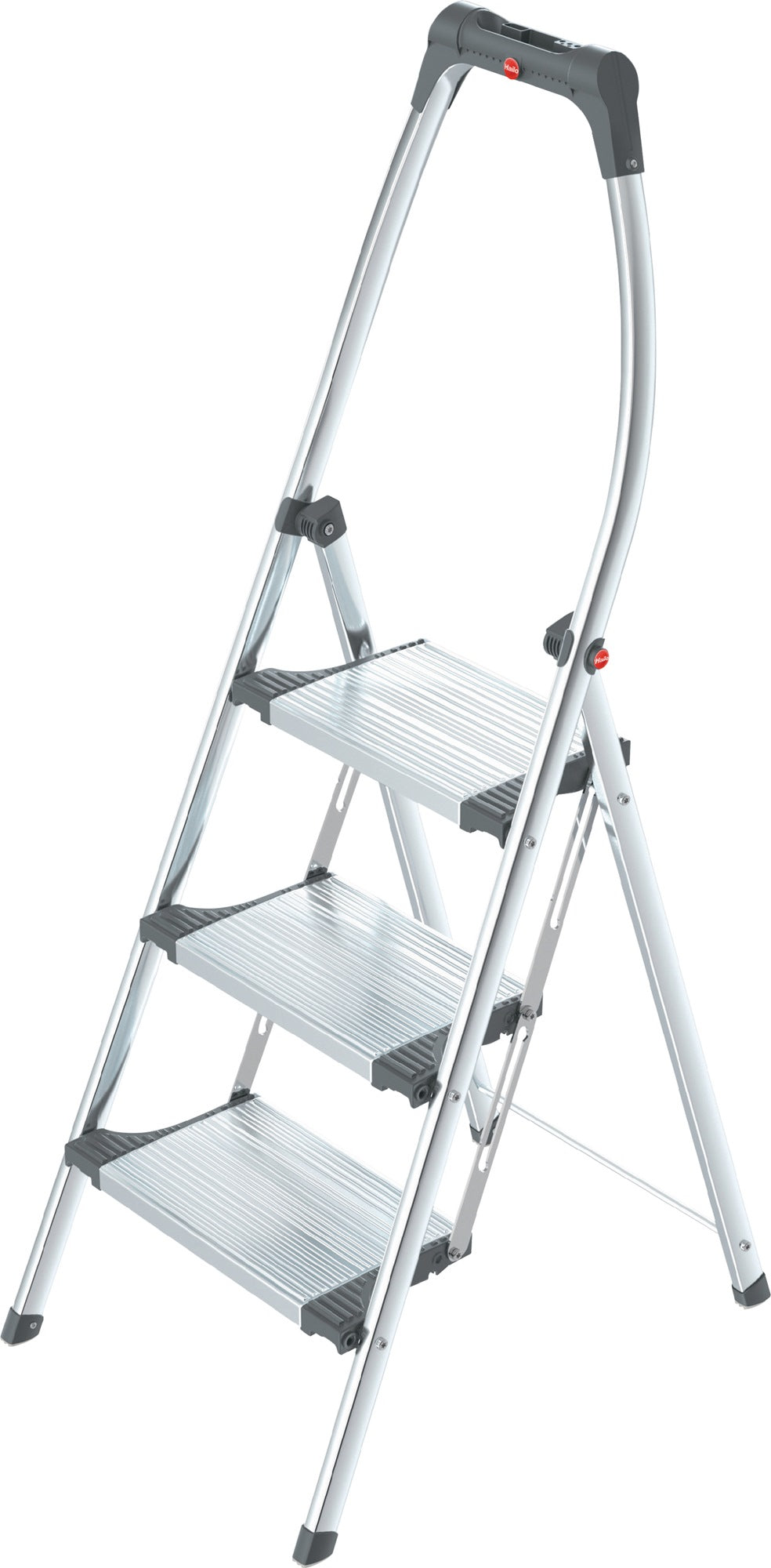 HAILO Klapptritt mit 2 Stufen und Plattform, Aluminium/Stahl, 150 kg, Sicherheitsbügel