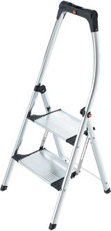 HAILO Klapptritt K100 Aluminium 2 Stufen mit Anti-Rutsch-Riffelung, 150 kg