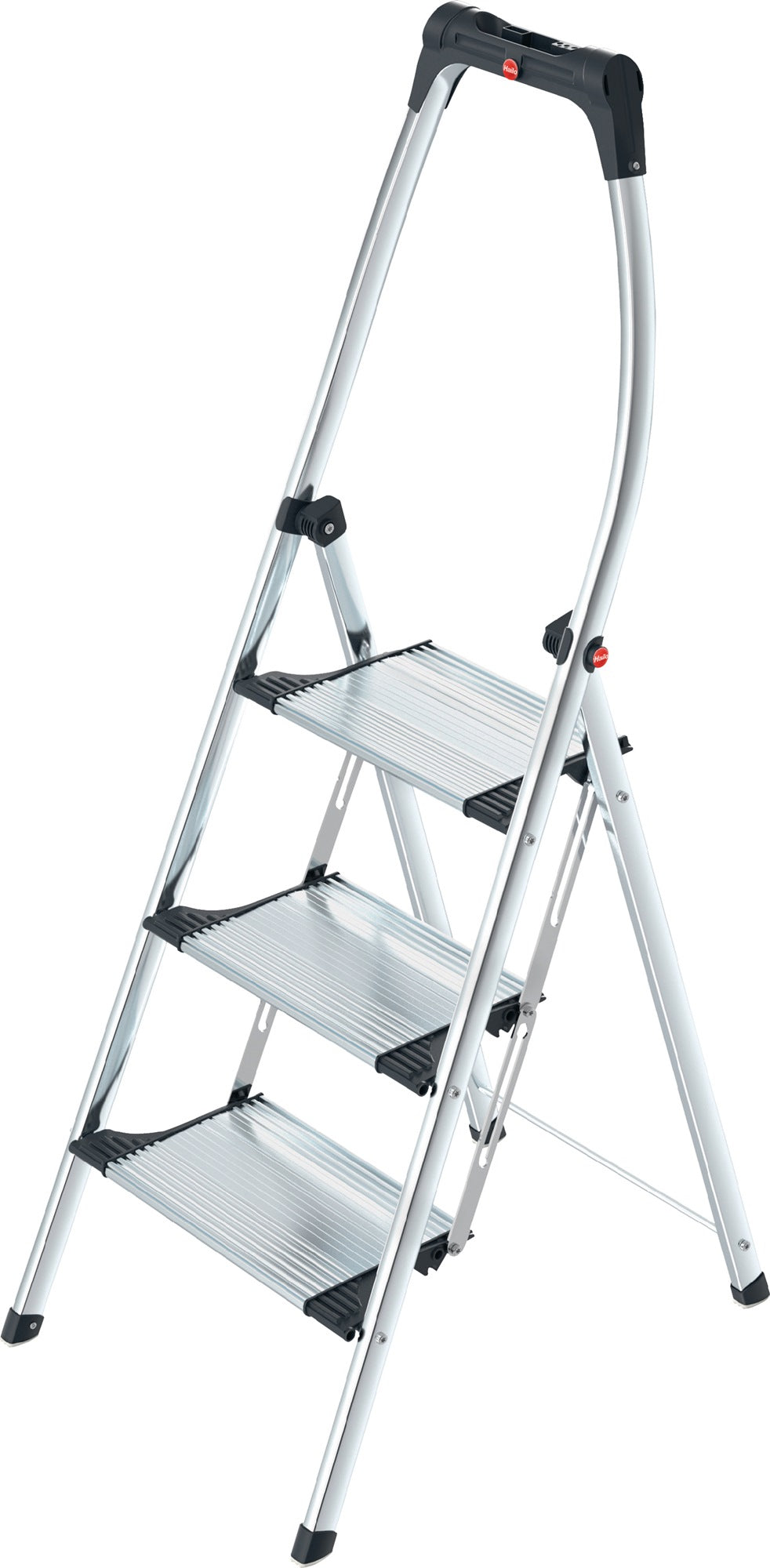 HAILO Klapptritt K100 Aluminium 2 Stufen mit Anti-Rutsch-Riffelung, 150 kg