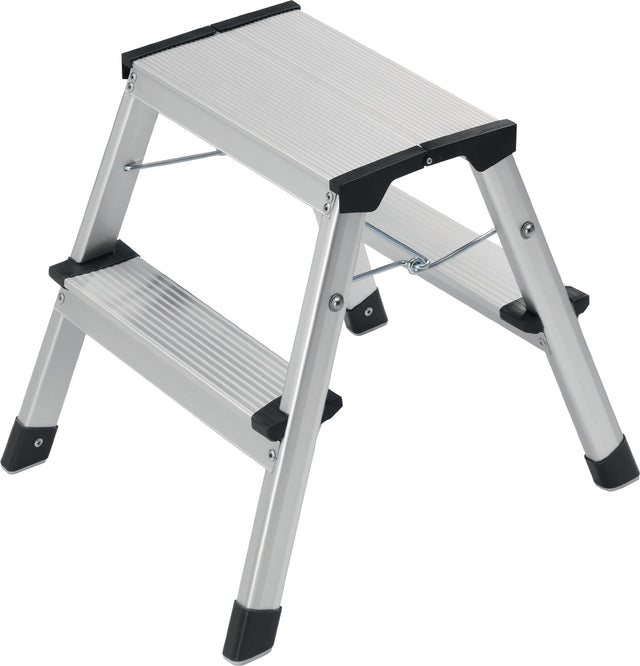 HAILO Klapptritt D60 Aluminium mit Anti-Rutsch-Riffelung, 2 Stufen, Plattformhöhe 400 mm