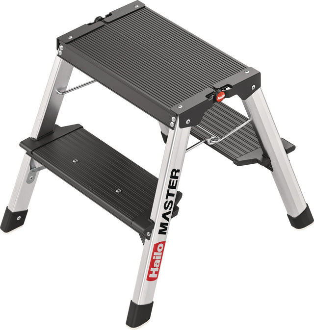 HAILO Stahlrohr-Tritt Master D70 – 2 Stufen, Plattformhöhe 400 mm, bis 150 kg