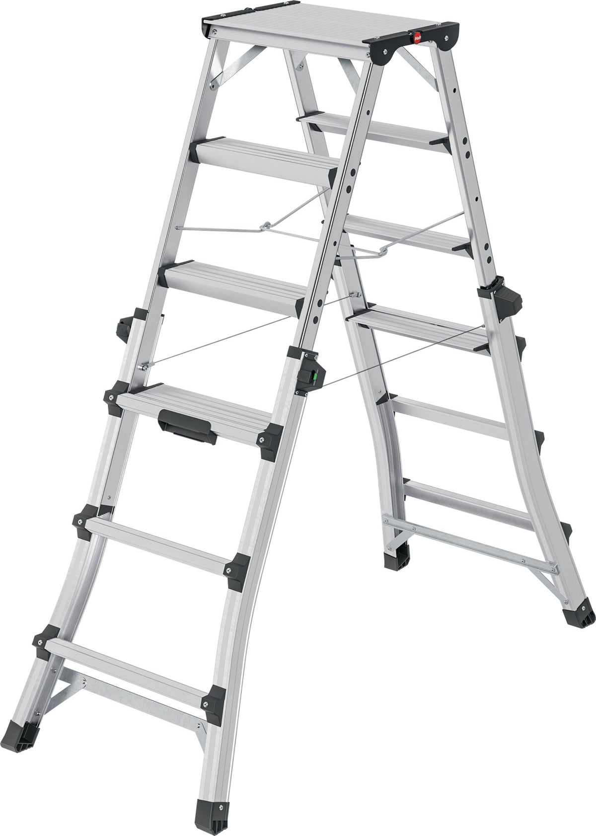 HAILO Stufenstehleiter DTL100 2x4-2x6 Stufen Aluminium teleskopierbar
