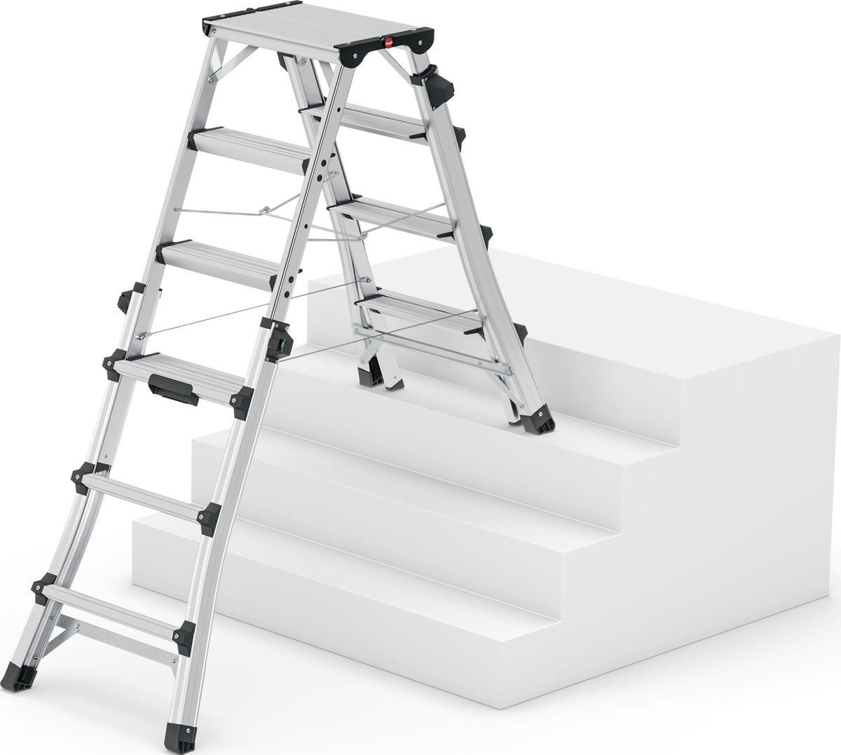 HAILO Stufenstehleiter DTL100 2x4-2x6 Stufen Aluminium teleskopierbar