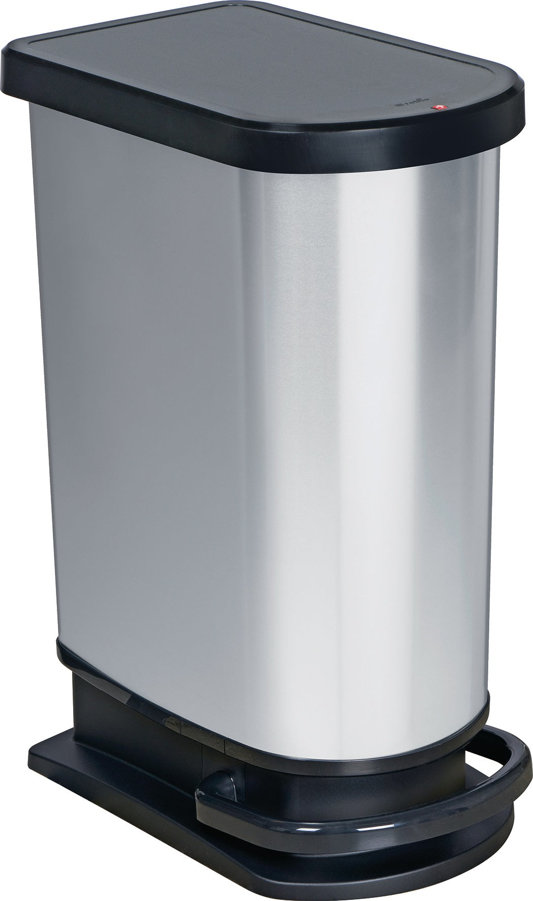 ROTHO Tretabfallsammler PASO 50l TPE – Metallic-Look mit Dämpfer & Pedal