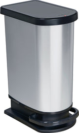 ROTHO Tretabfallsammler PASO 50l TPE – Metallic-Look mit Dämpfer & Pedal