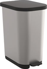 ROTHO Tretabfallsammler RIBO 35 l mit verstellbarem Müllbeutelhalter, silber/schwarz