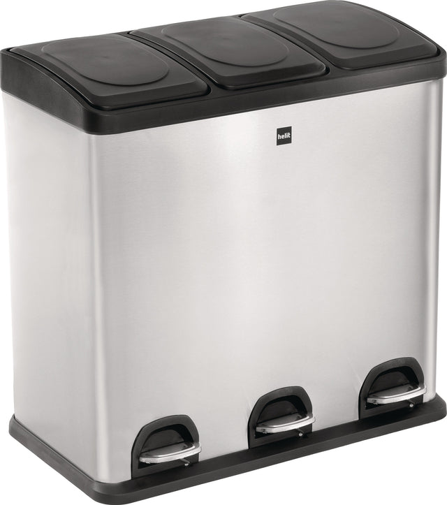 HELIT the separator Tretabfallsammler 3x 20 l Edelstahl silber mit Soft-Close