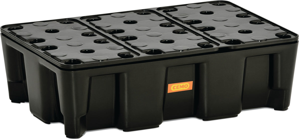 CEMO Auffangwanne 25 l PE mit PE-Rost – stapelbar, DIBT-zugelassen, für Kleingebinde